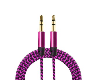 Diwu AUX Stereo 3.5mm Data Ses Örgü Kablo Pembe 