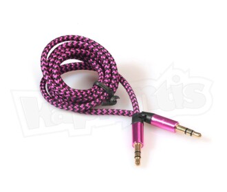 Diwu AUX Stereo 3.5mm Data Ses Örgü Kablo Pembe - 2