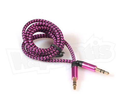 Diwu AUX Stereo 3.5mm Data Ses Örgü Kablo Pembe - 2