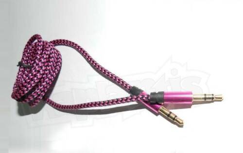 Diwu AUX Stereo 3.5mm Data Ses Örgü Kablo Pembe - 4