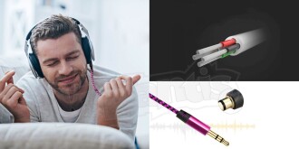 Diwu AUX Stereo 3.5mm Data Ses Örgü Kablo Pembe - 8