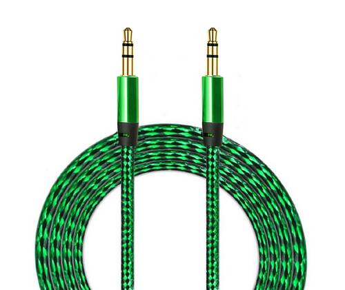 Diwu AUX Stereo 3.5mm Data Ses Örgü Kablo Yeşil