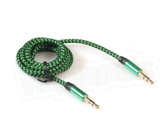 Diwu AUX Stereo 3.5mm Data Ses Örgü Kablo Yeşil - Thumbnail
