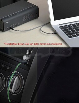 Diwu AUX Stereo 3.5mm Data Ses Örgü Kablo Yeşil - Thumbnail