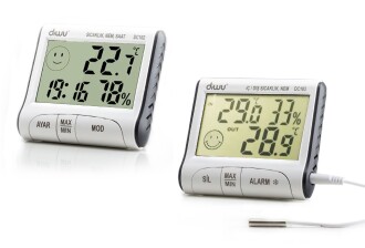 Diwu DC102 ve DC103 İç Dış Max-Min Prob Termometre Nem Ölçer Saat Seti