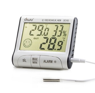 Diwu - Diwu DC103 In-Out Min-Max Probe Thermometer Moisture Meter, Hygrometer