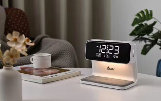 Diwu Dijital Işıklı Masa Saati ve Kablosuz Şarj Aleti - 8