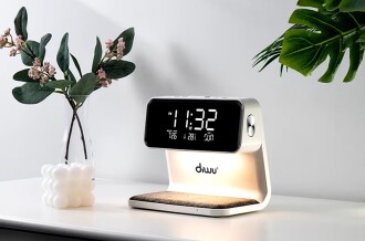 Diwu Dijital Işıklı Masa Saati ve Kablosuz Şarj Aleti - 6