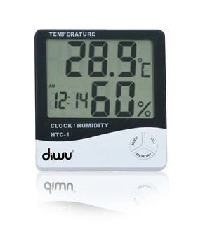 Diwu - Diwu HTC-1 Digital Clock with Large Display, Temperature, Humidity and Moisture, Thermometer & Hygrometer