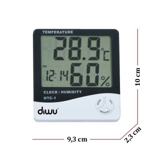 Diwu HTC-1 ve DC102 Termometre Nem Ölçer Saat Seti - 2