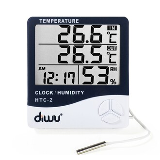 Diwu - Diwu HTC-2 Probe Thermometer Hygrometer with Clock and Calendar