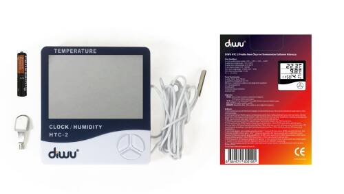 Diwu HTC-2 Problu Termometre Nem Ölçer Saat Takvim - 8