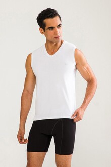 D'S Damat - D'S DAMAT Comfort V Yaka Kolsuz T-Shirt Beyaz