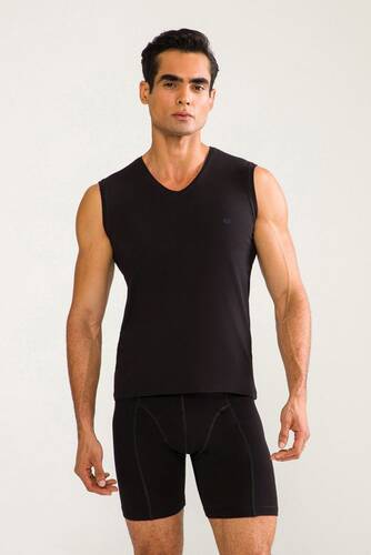 D'S DAMAT Comfort V Yaka Kolsuz T-Shirt Siyah