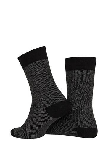 D'S Damat Erkek Bambu Çorap Çapraz Desen Siyah 40-44