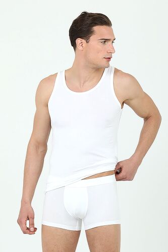 D'S Damat Erkek Mikro Modal Atlet Boxer Takım Kutulu Damat Sandığı Çeyiz Seti Beyaz - 1