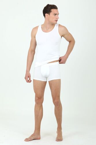 D'S Damat Erkek Mikro Modal Atlet Boxer Takım Kutulu Damat Sandığı Çeyiz Seti Beyaz - 3