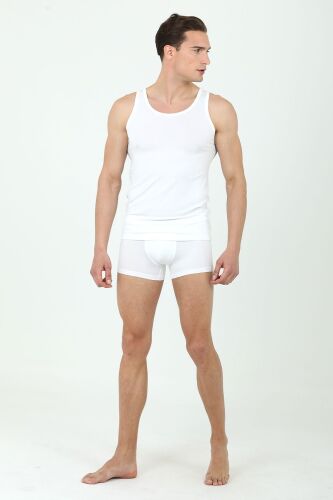 D'S Damat Erkek Mikro Modal Atlet Boxer Takım Kutulu Damat Sandığı Çeyiz Seti Beyaz - 5