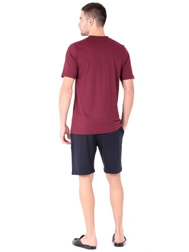D'S Damat Erkek Şort Kısa Kollu Tişört Pijama Takımı Bordo - 3