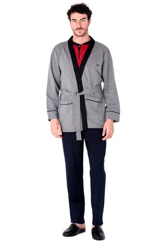 D'S Damat Erkek Uzun Kollu Cepli Kuşaklı Rob Sports Robdöşambr Antrasit - 4