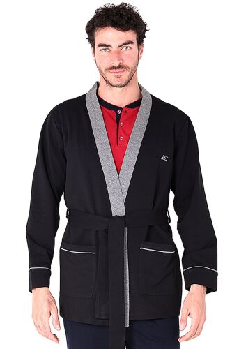 D'S Damat Erkek Uzun Kollu Cepli Kuşaklı Rob Sports Robdöşambr Siyah - 1