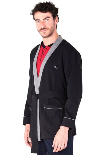 D'S Damat Erkek Uzun Kollu Cepli Kuşaklı Rob Sports Robdöşambr Siyah - 2