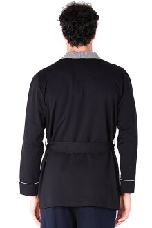 D'S Damat Erkek Uzun Kollu Cepli Kuşaklı Rob Sports Robdöşambr Siyah - 3