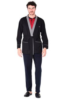 D'S Damat Erkek Uzun Kollu Cepli Kuşaklı Rob Sports Robdöşambr Siyah - 4