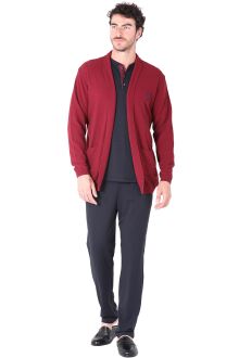 D'S Damat Erkek Uzun Kollu Rob Triko Robdöşambr Hırka Bordo - 4