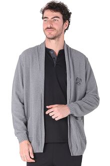 D'S Damat Men's Long-Sleeve Robe Knit Cardigan Gray
