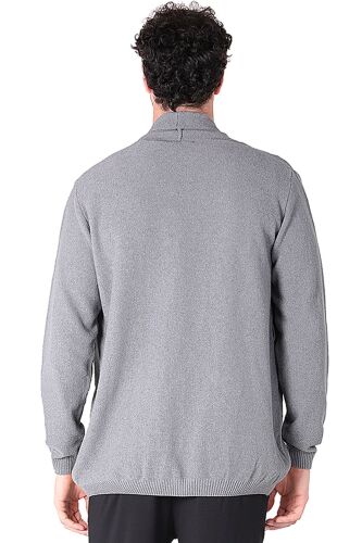 D'S Damat Erkek Uzun Kollu Rob Triko Robdöşambr Hırka Gri - 3