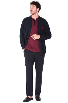 D'S Damat Erkek Uzun Kollu Rob Triko Robdöşambr Hırka Lacivert - 4