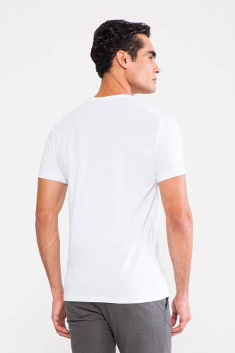 D'S DAMAT Trendy Bisiklet Yaka T-Shirt Beyaz - 2