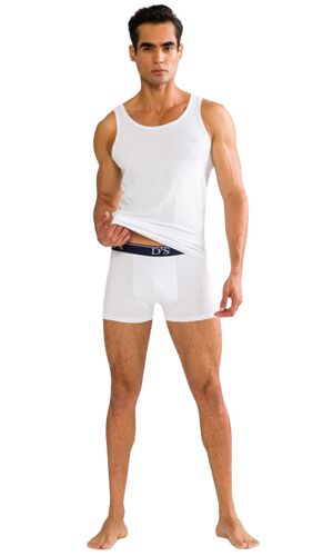 D'S Damat Trendy Erkek Pamuk Atlet Boxer Takım Kutulu Damat Sandığı Çeyiz Seti Beyaz - 3
