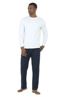 D'S Damat Waffle Erkek 5'li Rob ve Pijama Takımı Damat Sandığı Çeyiz Seti Lacivert - 4