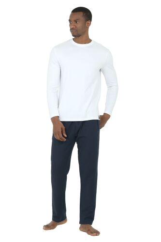 D'S Damat Waffle Erkek 5'li Rob ve Pijama Takımı Damat Sandığı Çeyiz Seti Lacivert - 4