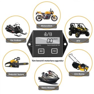 DT1112 Dijital 2 Zamanlı Motor Takometre Saat Ölçer Rpm - 3