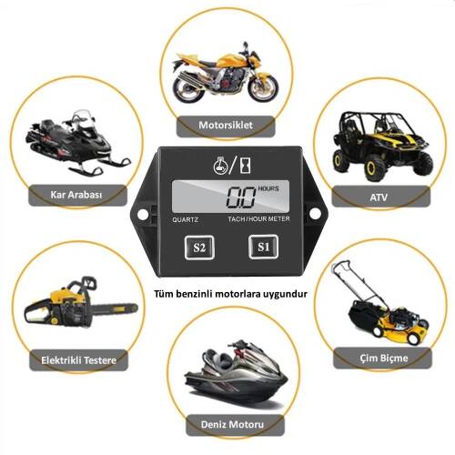 DT1112 Dijital 2 Zamanlı Motor Takometre Saat Ölçer Rpm - 3