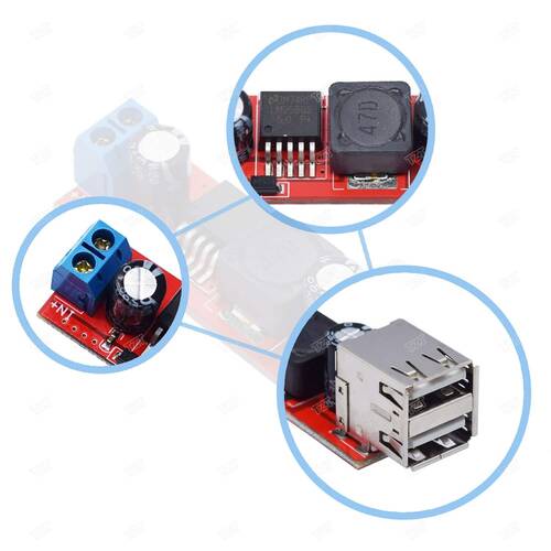 Dual USB Soket Output 9V/12V/24V/36V to 5VDC-DC 3A Step-Down Araç Şarj