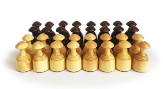 El Yapımı Şimşir Ahşap Dama Taşı Takımı 50mm Krem-Kahve - 2