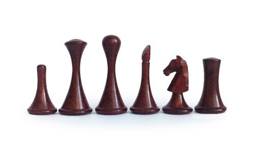 El Yapımı Şimşir Ahşap Soyut Modern Satranç Taşları 77mm - 3