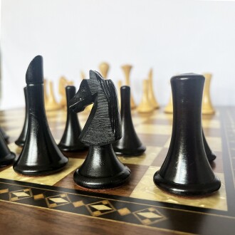 El Yapımı Şimşir Ahşap Soyut Modern Satranç Taşları 77mm - 7