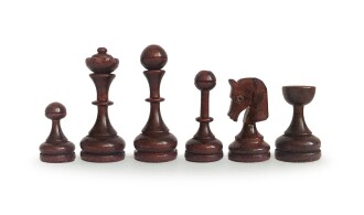 El Yapımı Şimşir Satranç Taşı Nazik At 85mm Krem-Kahve - 3