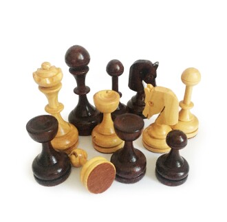 El Yapımı Şimşir Satranç Taşı Nazik At 85mm Krem-Kahve - 5