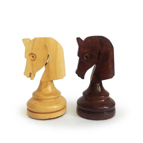 El Yapımı Şimşir Satranç Taşı Nazik At 85mm Krem-Kahve - 6