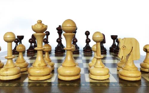 El Yapımı Şimşir Satranç Taşı Nazik At 85mm Krem-Kahve - 9