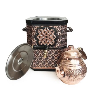 Emsalsan Bakır Elektrikli Nostaljik Semaver Çay Kazanı 3L Eskitme Vernikli - 6