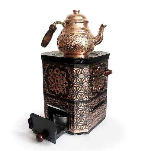 Emsalsan Bakır Jel Yakıtlı Nostaljik Semaver Çay Kazanı 3L Eskitme Vernikli - 3