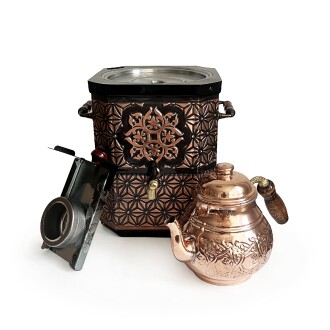 Emsalsan Bakır Jel Yakıtlı Nostaljik Semaver Çay Kazanı 3L Eskitme Vernikli - 6