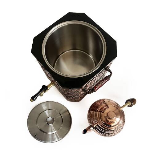 Emsalsan Bakır Jel Yakıtlı Nostaljik Semaver Çay Kazanı 3L Eskitme Vernikli - 8